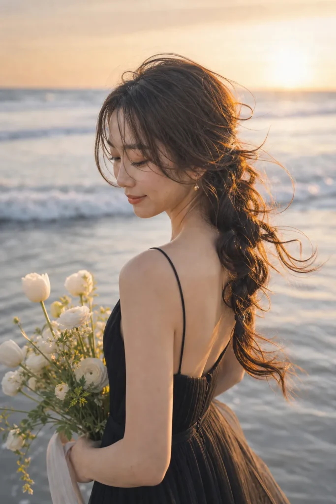海辺で撮影した花嫁ポートレート