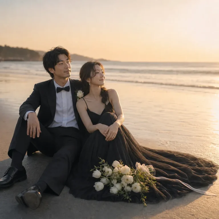 自然な新郎新婦カップルフォト