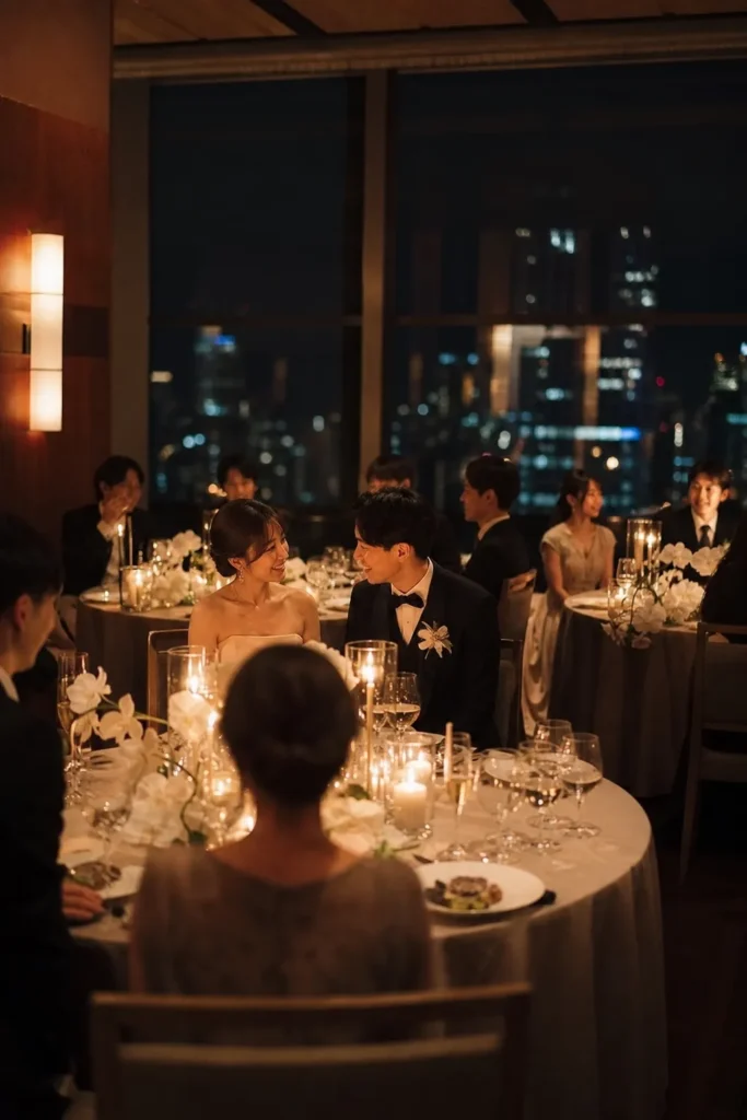 披露宴会場｜ナイトウェディングの披露宴風景